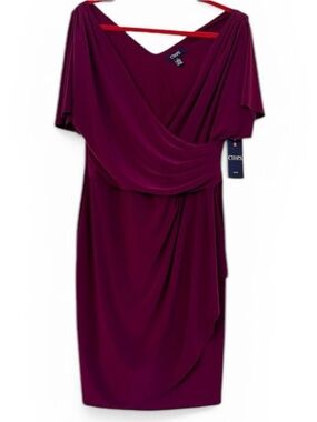 TT11 Chaps Women's Draped Surplice Dress in beach berry 22W